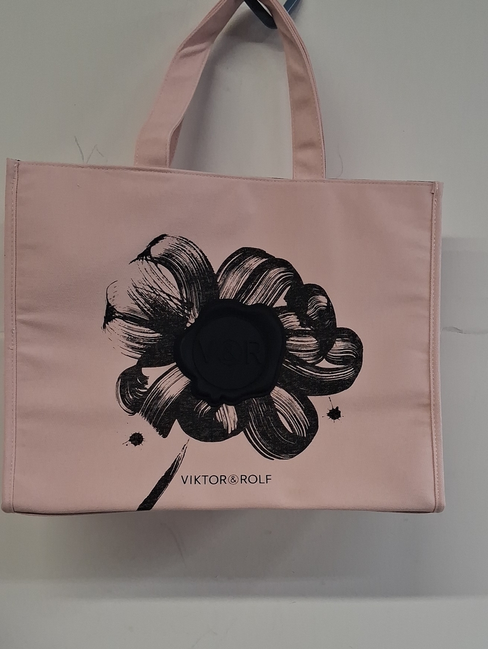 NWT Viktor & Rolf Blush Pink Tote with Black Floral Motif